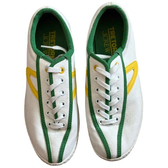 Tretorn X J.Crew Collab Nylite‎ Classic Sneakers Green & Yellow Size 6 - Picture 1 of 7
